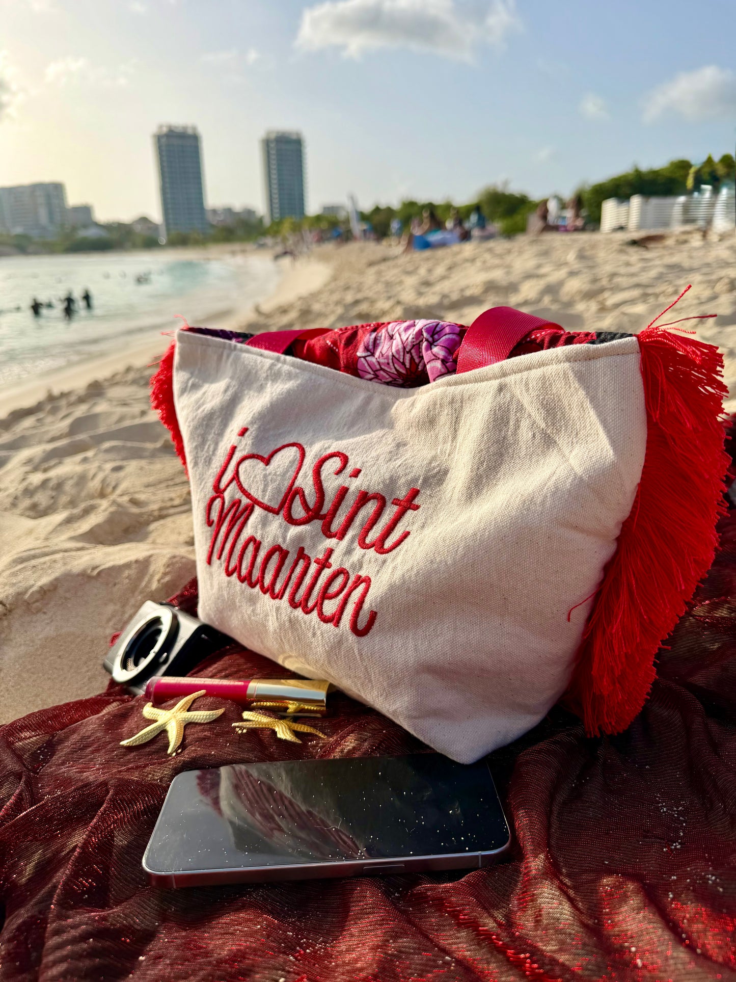 Canvas Tote Red Dutchess | I Love Sint Maarten